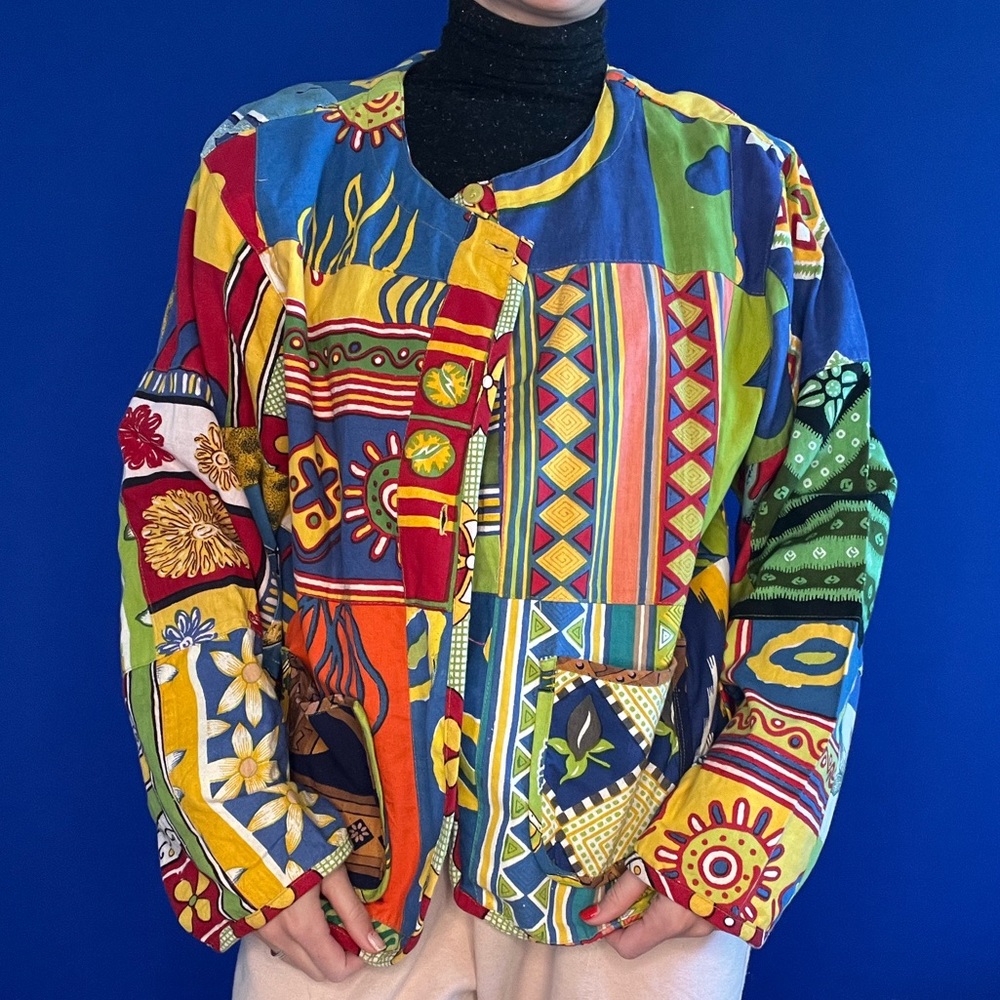 Vintage multicolored pattern cotton jacket